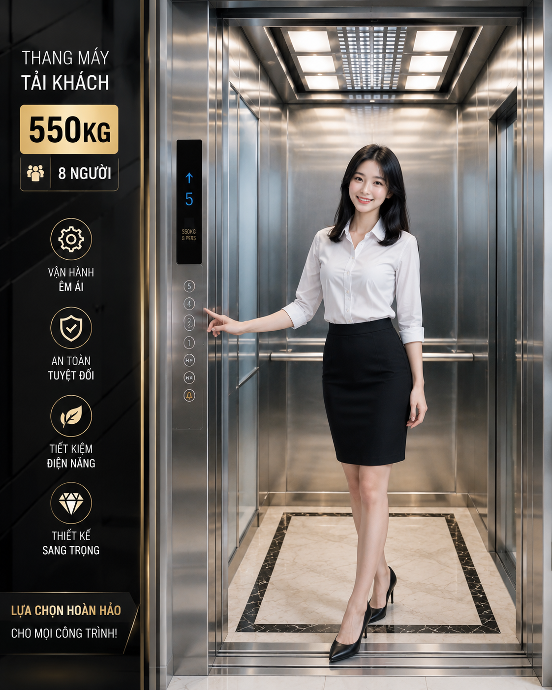 Thang máy tải 550 kg